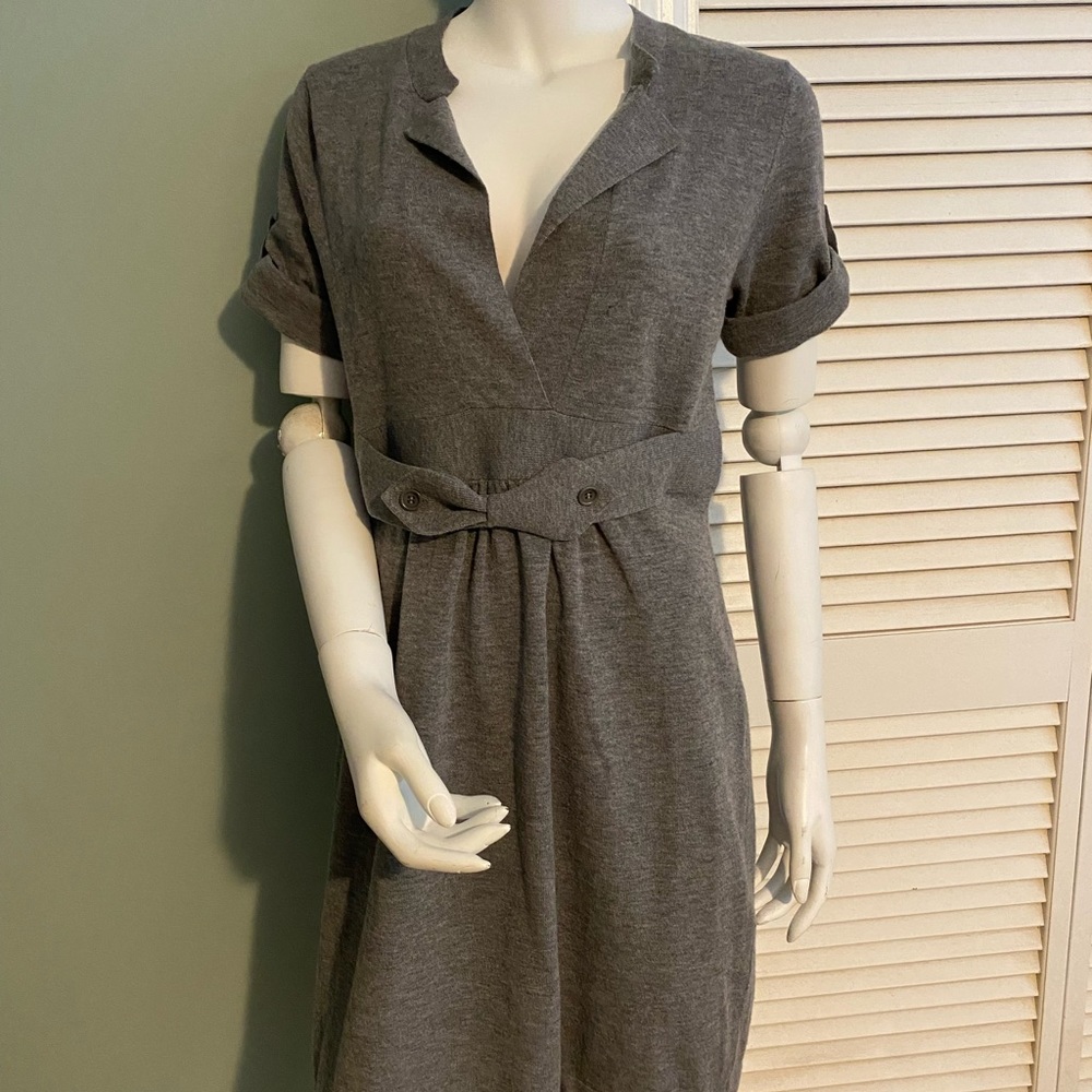 BCBG MaxAzria Gray Wool Short Sleeve Dress